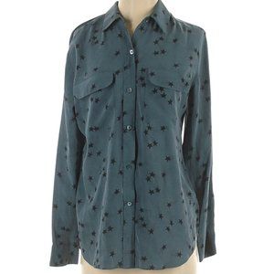EQUIPMENT 100% Silk top - Star Print Collared Shirt - SMALL